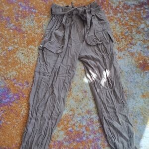 Cropped Tan San Joy Paper Bag Pants Medium